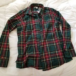L.L. Bean Women's Red & Green Plaid Flannel Shirt
